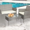 Image 1: Four-Seater Wicker Garden Furniture with Table