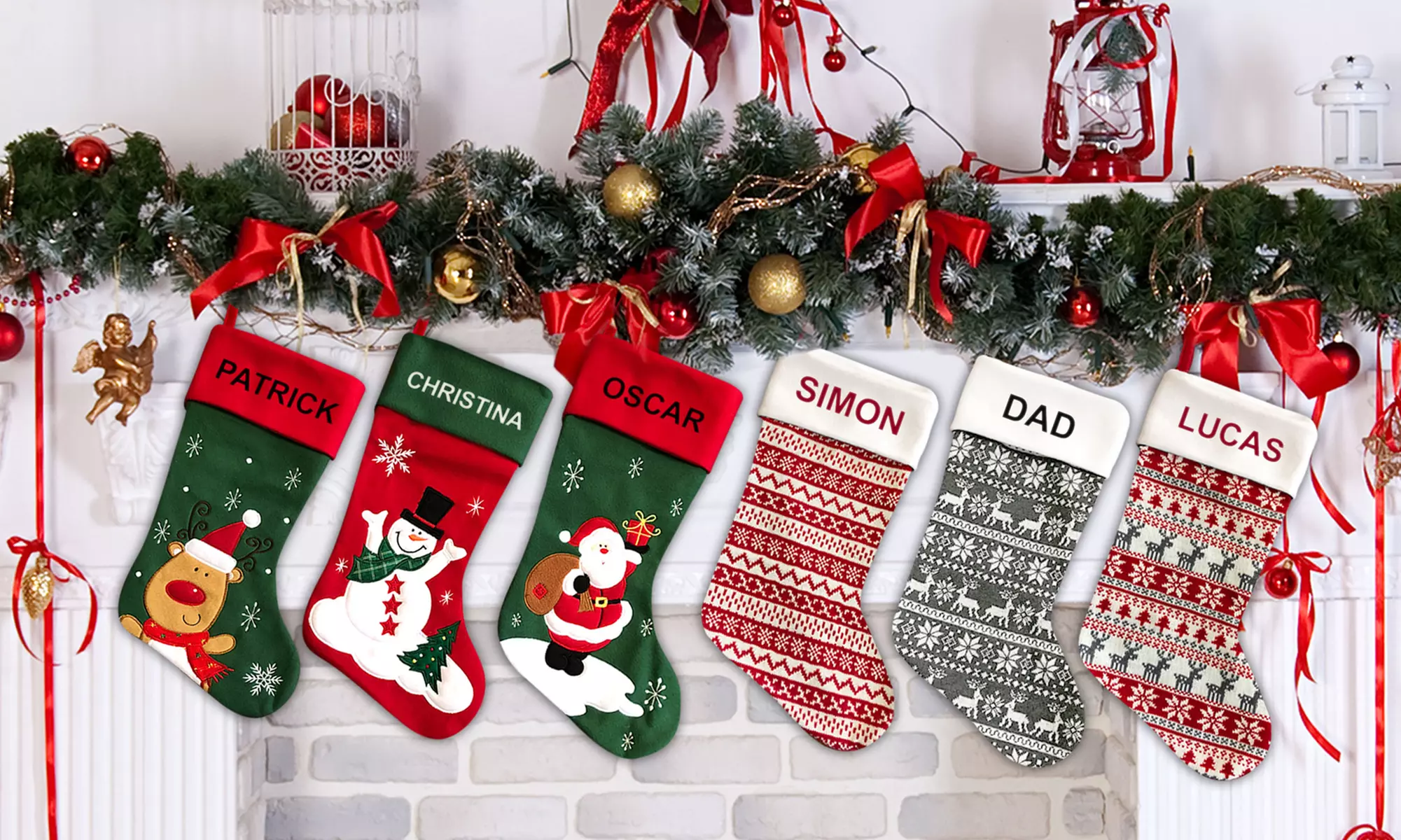 One, Two, Three or Four Personalised Pattern Christmas Stockings from Photobook Shop (Up to 70% Off) - Primary Image