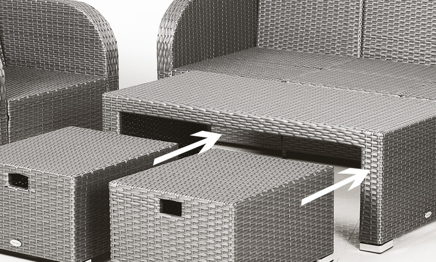 Image 5: Outsunny Seven-Seater Rattan-Effect Recliner Furniture Set