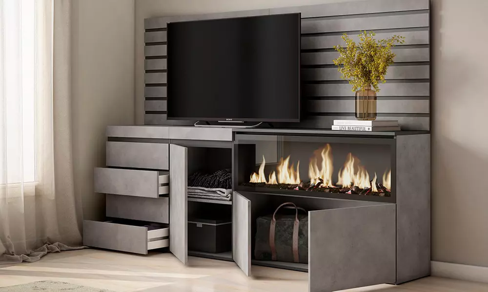 Sideboard mit LED-Elektrokamin