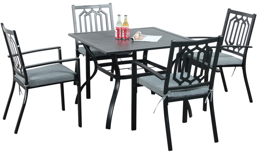 Image 5: Four-Seater Outdoor Patio Dining Set