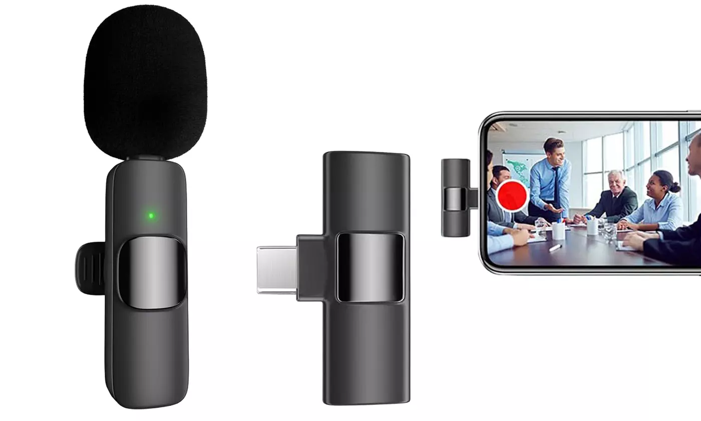 Cordless Lavalier Lapel Omnidirectional Condenser Recording Microphone for Phone