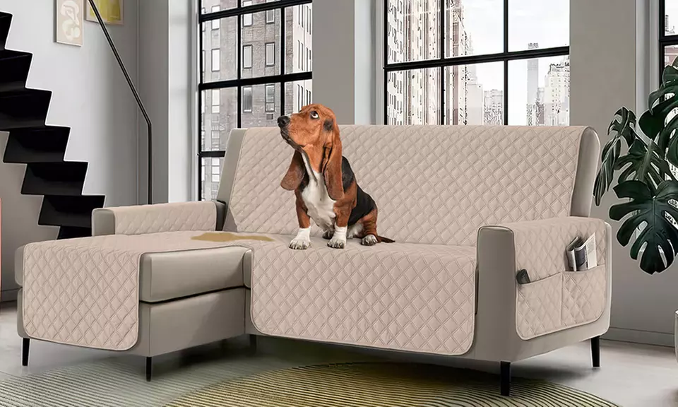 Housse de canapé imperméable, antitache, matelassée et réversible