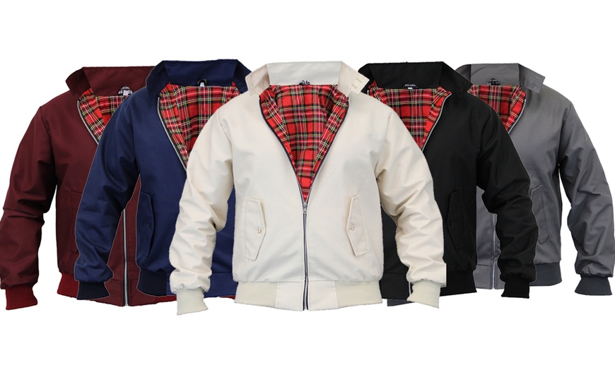 Image 1: Men's Tartan Lined Retro Bomber Jacket