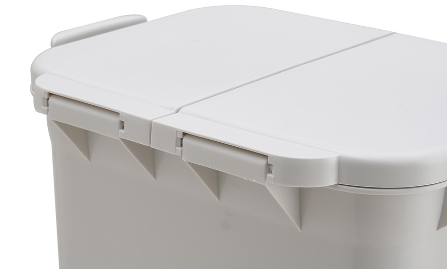 Image 12: Double-Layer Trash Can with Three Compartments and Wheels