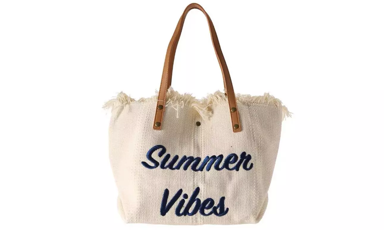 Large Canvas Fringe Summer Tote Beach Bag