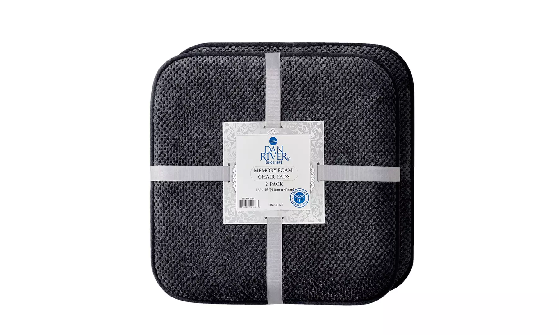 Dan River Two-Pack Memory Foam Non-Slip 16" x 16'' Chair Cushion Pad