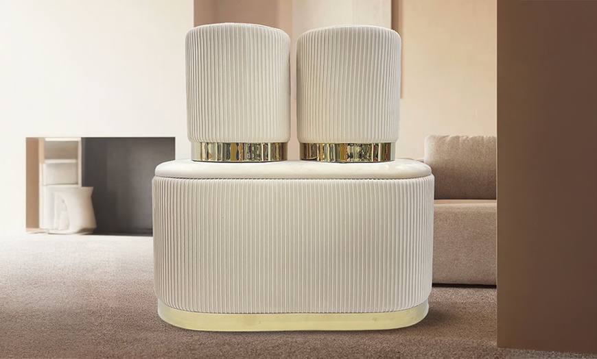 Image 4: Set di 3 pouf moderni in velluto