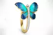 18K Gold Plated Faux Pearl and Crystal Butterfly Stud Earring or Ring - Second Medium