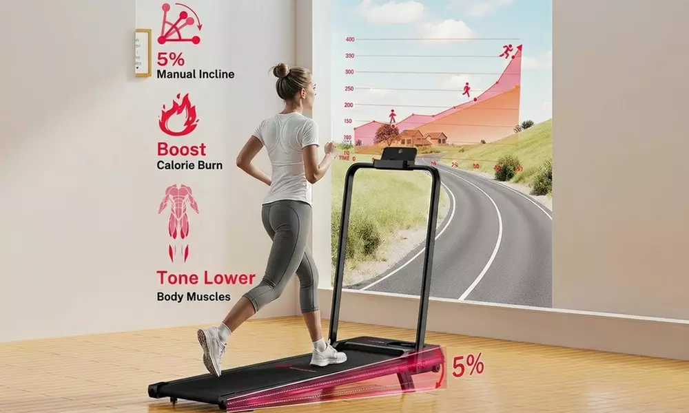 2-in-1 Foldable Walking Pad and Jogging Treadmill