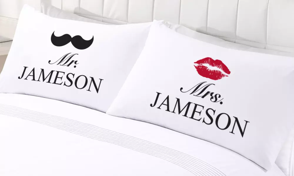 One or Two Sets of Personalized Couples Pillowcases from Monogram Online (Up to 74% Off) - Primary Image