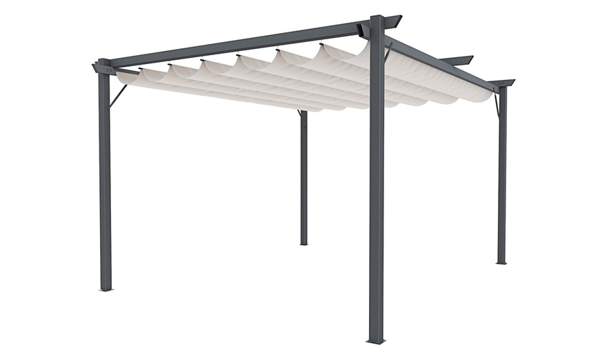Image 2: Pergola da giardio in acciaio e telo retrattile