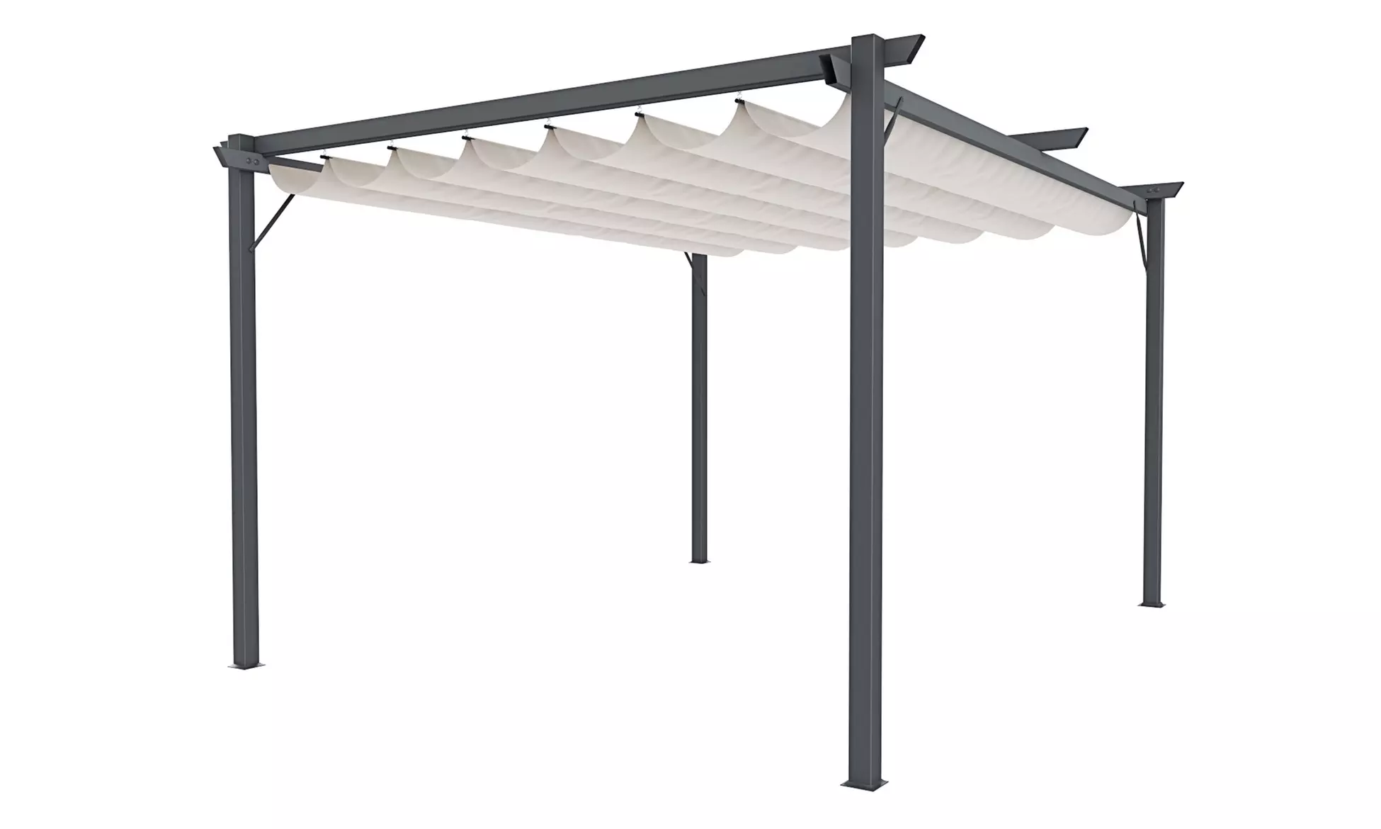 Pergola da giardio in acciaio e telo retrattile