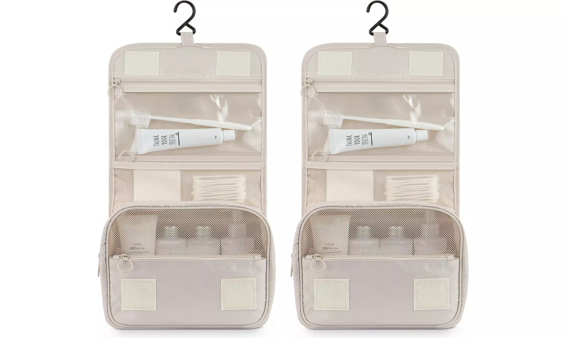 1 of 2 reis toilettassen met meerdere vakken