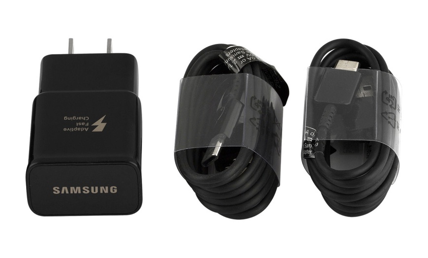 Image 3:  OEM Samsung Fast Charger with 2 USB C Type C Cables for S8 S8 Plus Note 8 