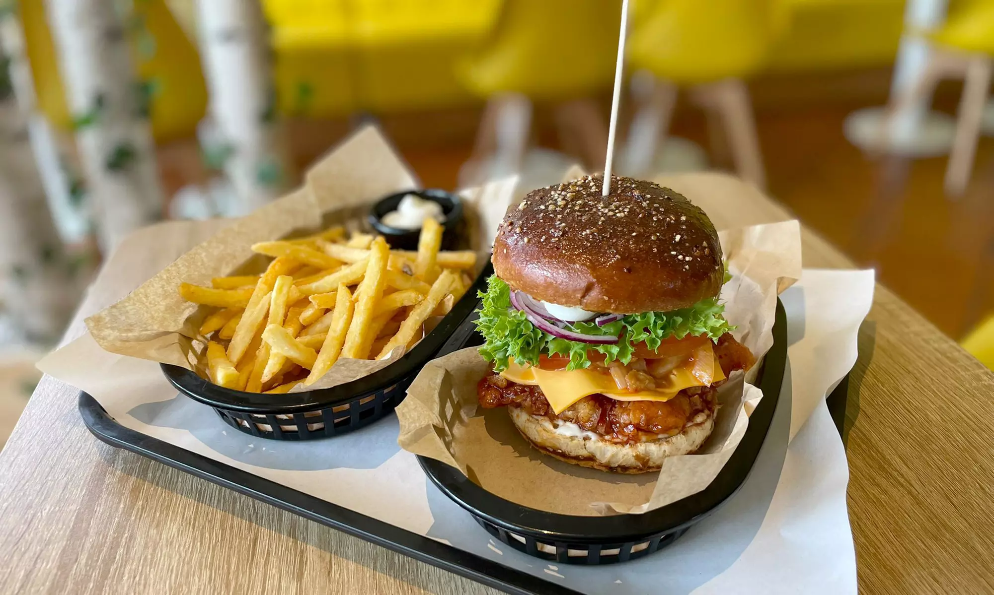 Chicken Burger nach Wahl mit Pommes frites für 1 bis 4 Personen