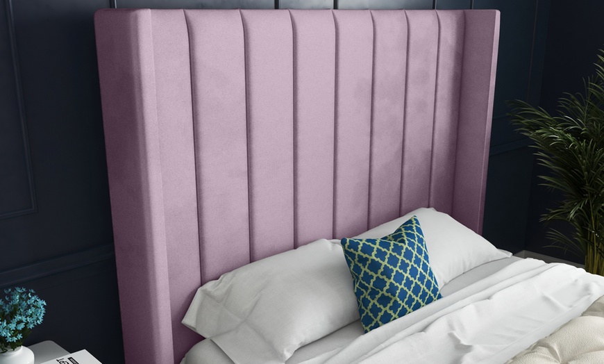 Image 14: DS Living Oxford Panel Upholstered Soft Velvet Bed