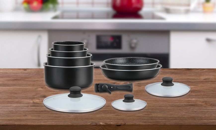 Image 1: Batería de cocina de 10 piezas con revestimiento efecto piedra