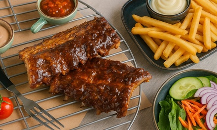 Vroegboekkorting: 3x Medium ribs menu met soft drink (afhalen) - Ribs Company Apeldoorn