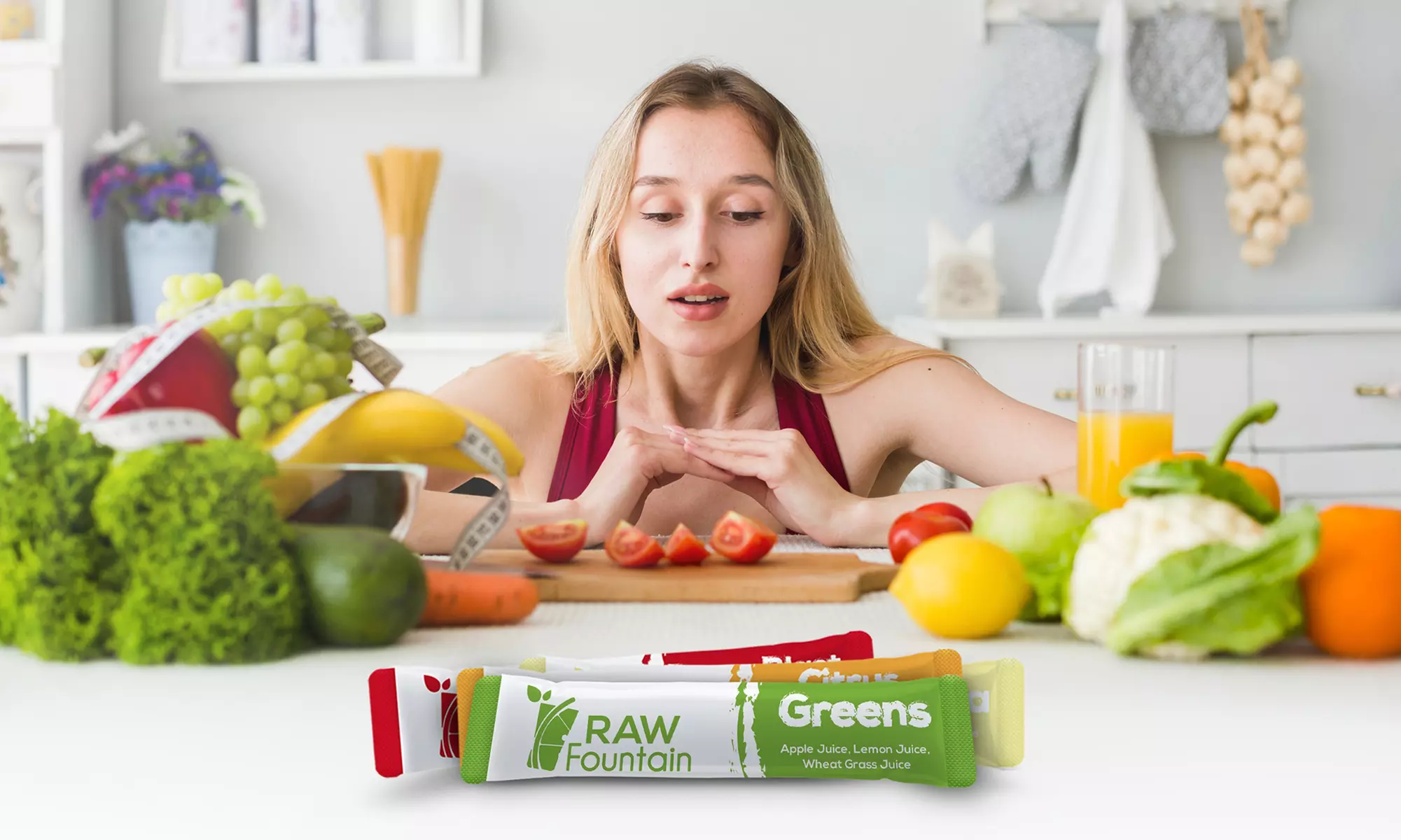 Raw Fountain - 3 Day Juice Cleanse Detox 24 Powder Packets - Weight Loss Program