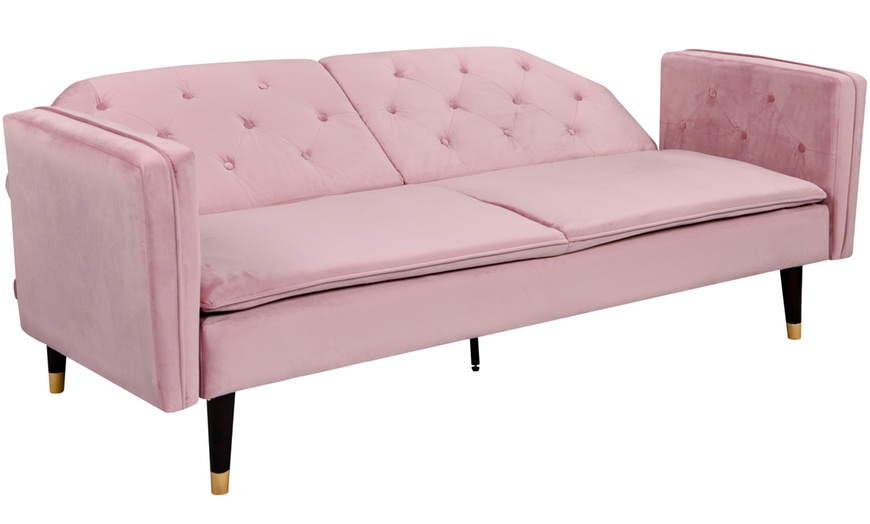 Image 9: Malmo Plush Velvet Sofa Bed