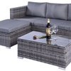 Image 2: Dunham Grey Four-Seater Rattan Sofa Set with Coffee Table