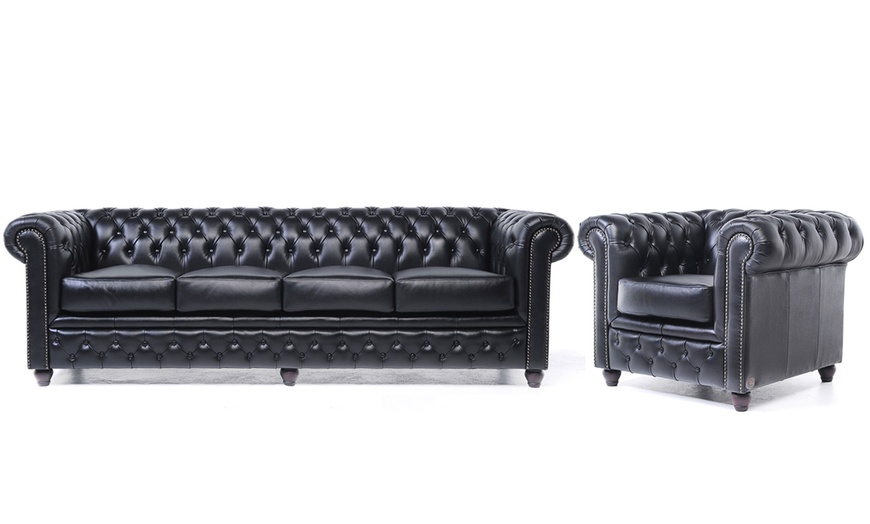 Image 71: Sofas Chesterfield en cuir authentiques 