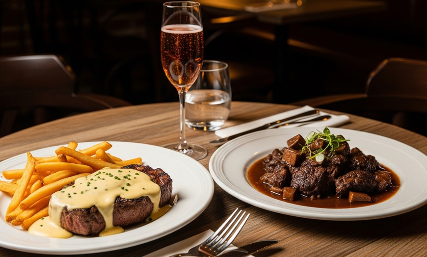 Image 2: 2-Course French Dining Experience w/ Sparkling Rose Wine for Up to 6 