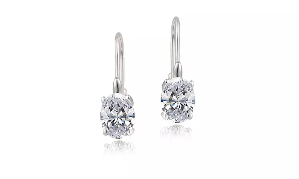 1 or 2 Pairs 2.00 CTTW Oval Cut Leverback Earrings With Crystals From Swarovski