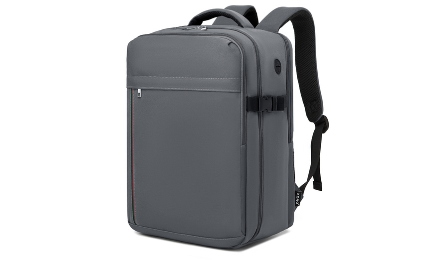Image 30: Kono 20L Cabin Backpack with Red Trim for 15.6” Laptop Travel Daypack