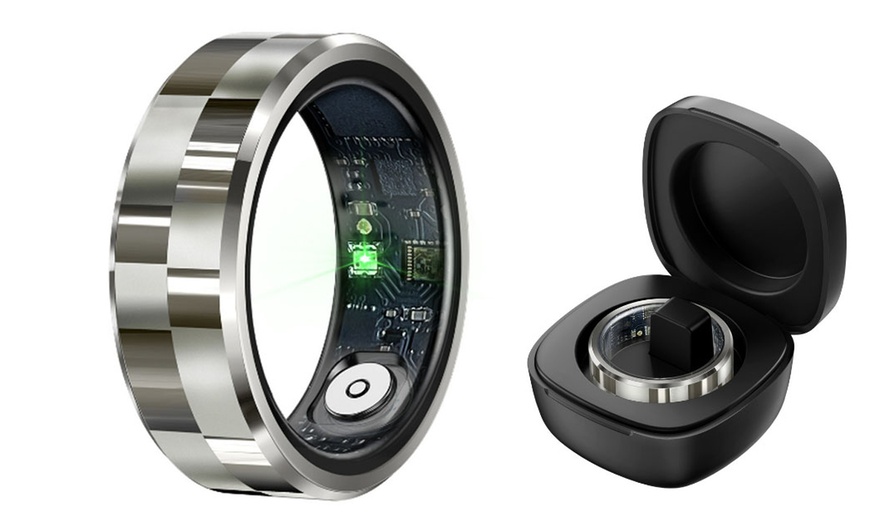 Image 7: Health Rings Fitness Tracker Smart Ring with Charging Case

