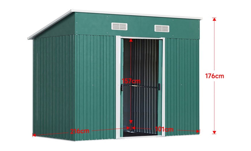 Image 2: Outdoor Garden Compact Metal Storage Shed