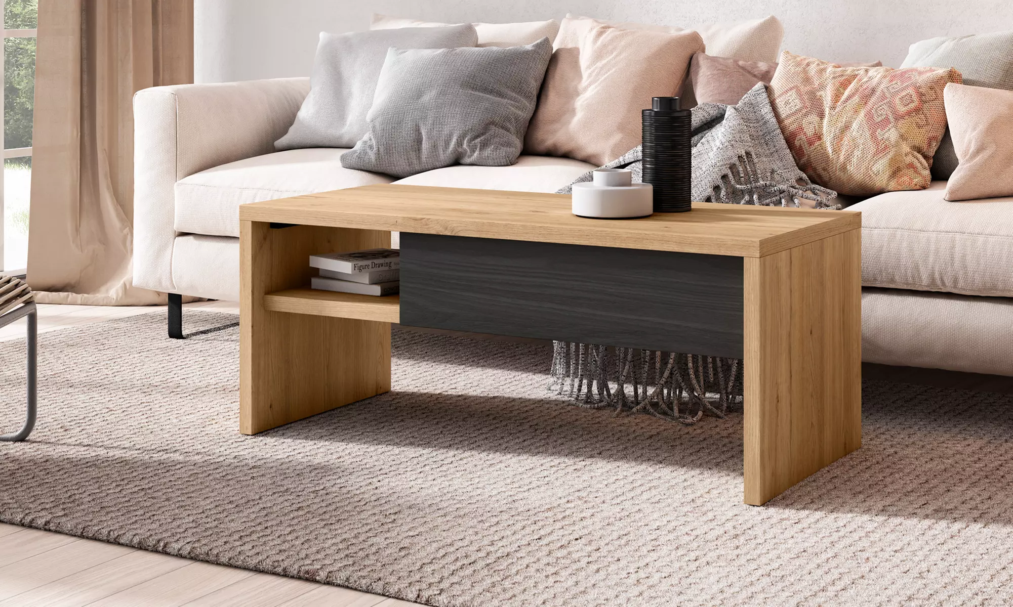 Coachtisch „Cozy“ mit Hebeplatte