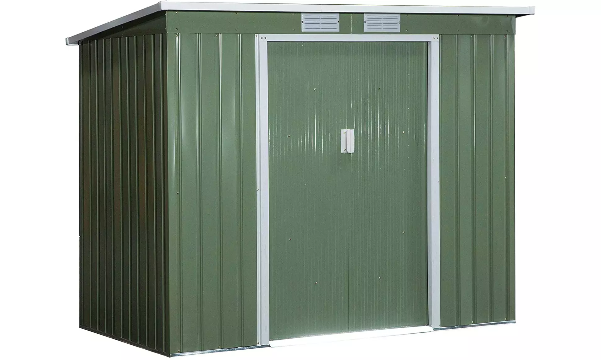 Outsunny Lean To Garden Shed in Galvanised Steel, 5.6x6.9ft or 7x4ft
