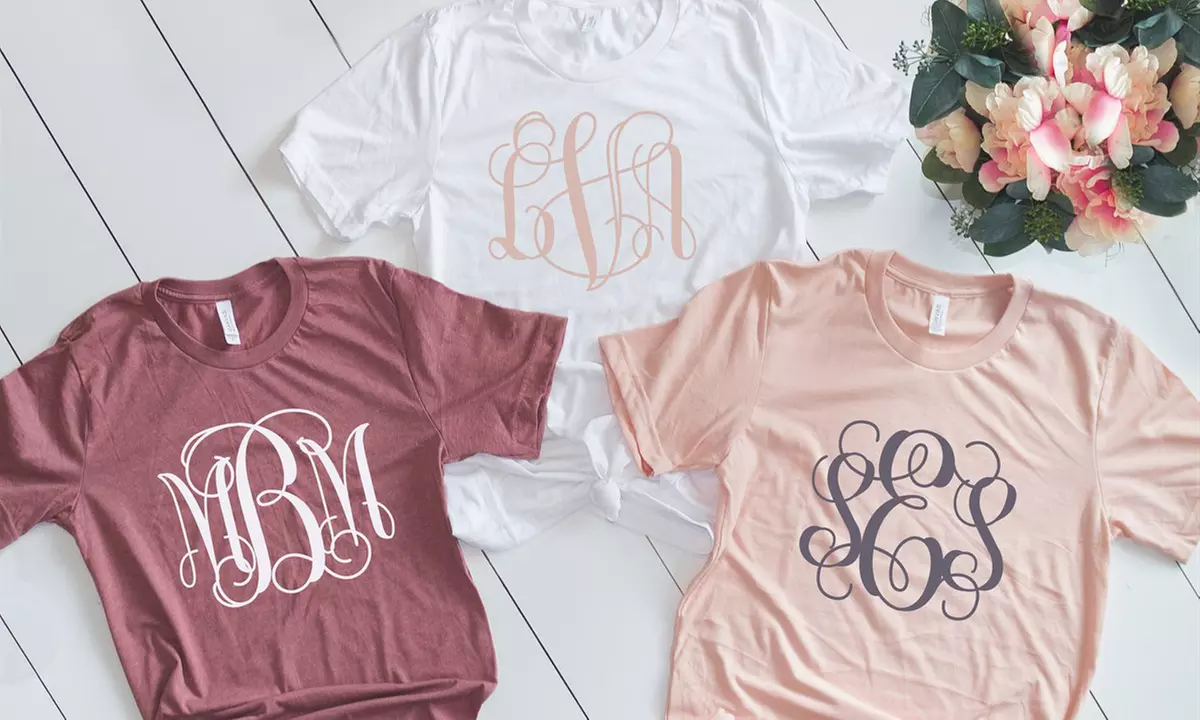 One, Two, or Three Personalized Monogram T-Shirts from KraftyChix (Up to 48% Off) - Primary Image
