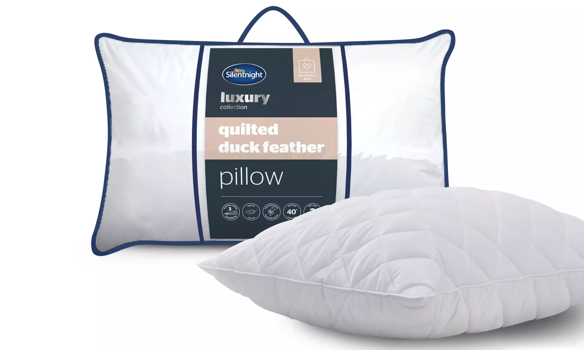 One or Two Silentnight Quilted Duck Feather Pillows