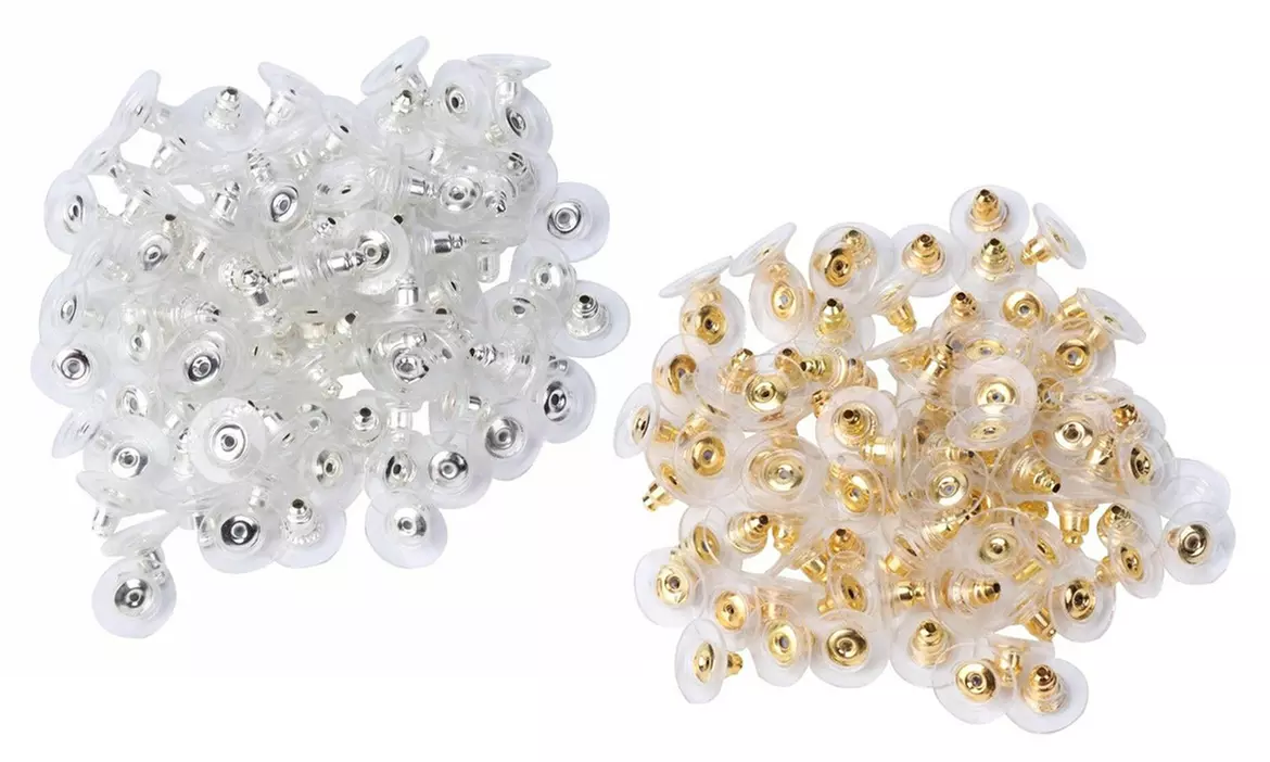 100-400 pcs 11mm Clear Silicone Pierced Earring Cushions Back Pads Disc Stoppers - Primary Image