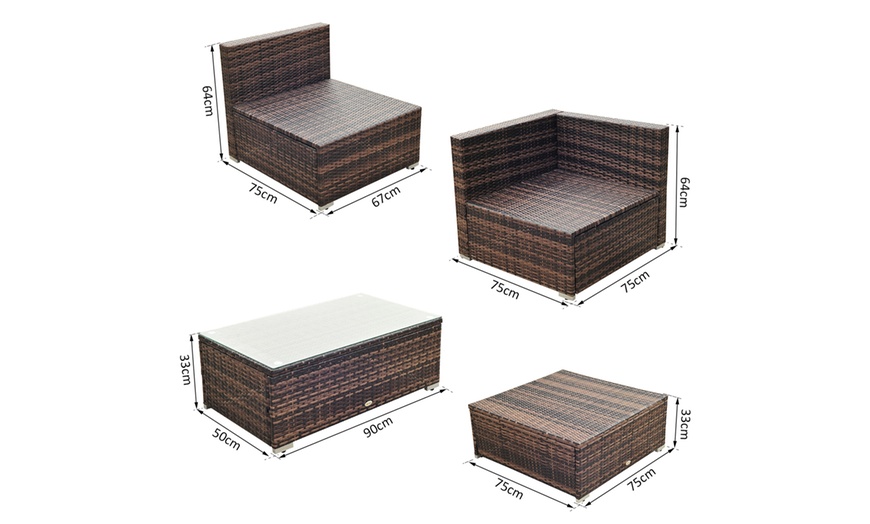 Image 7: Outsunny Rattan Effect Garden Sofa Set