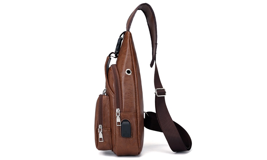 Image 6: Leather Optic Sling Bag