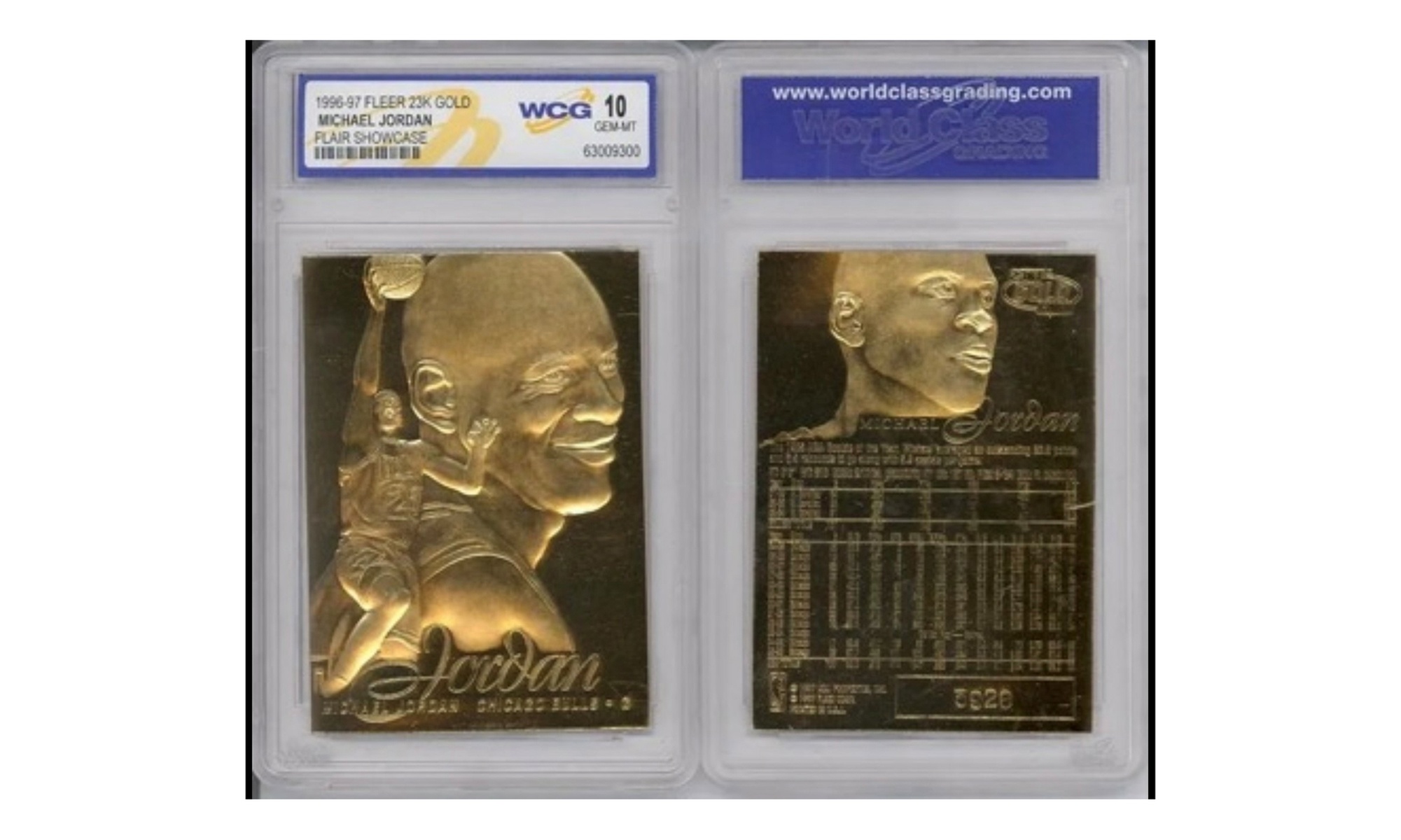 1996 Michael Jordan FLEER FLAIR Showcase 23K Gold Card - Gem Mint 10