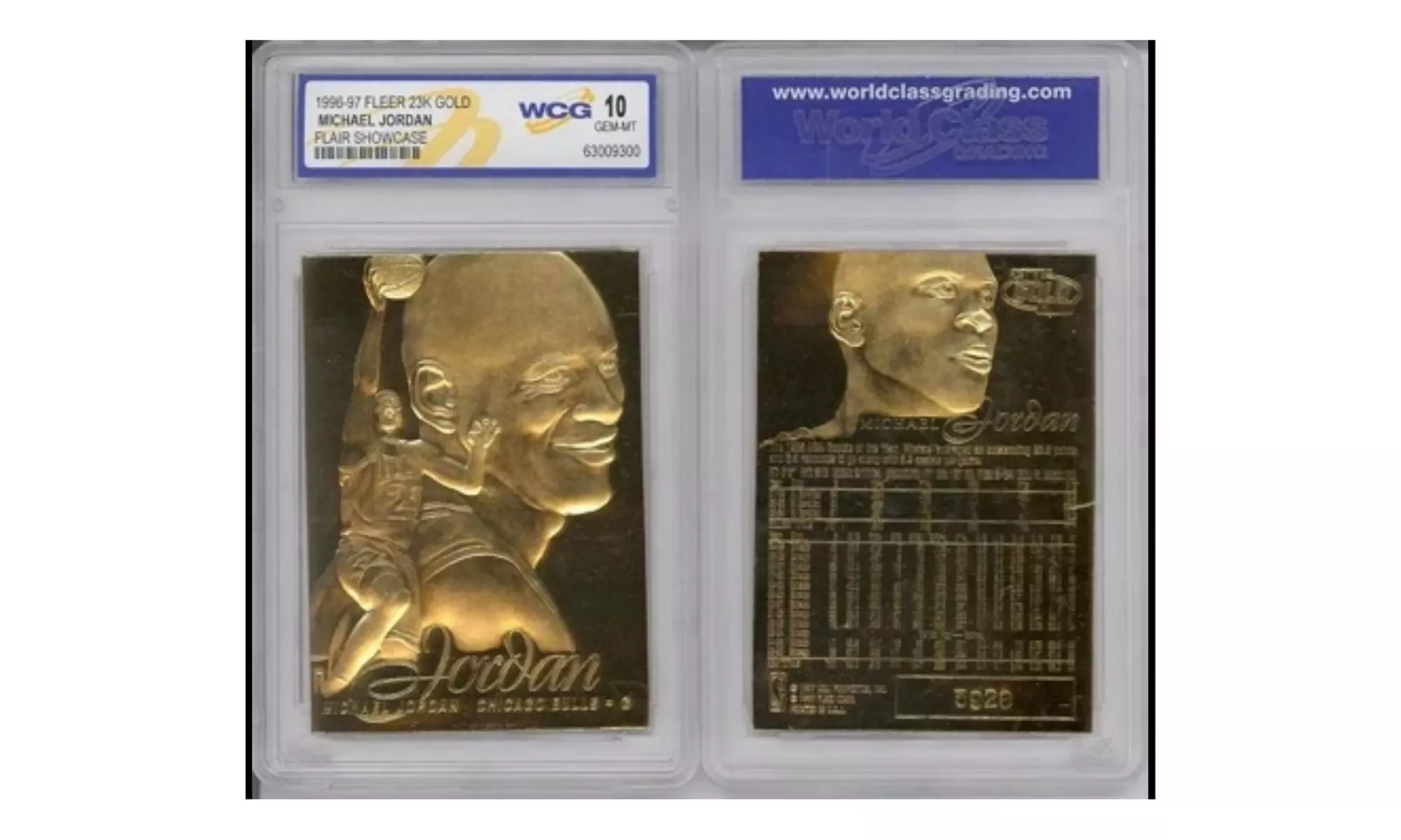 1996 Michael Jordan FLEER FLAIR Showcase 23K Gold Card - Gem Mint 10 - Primary Image