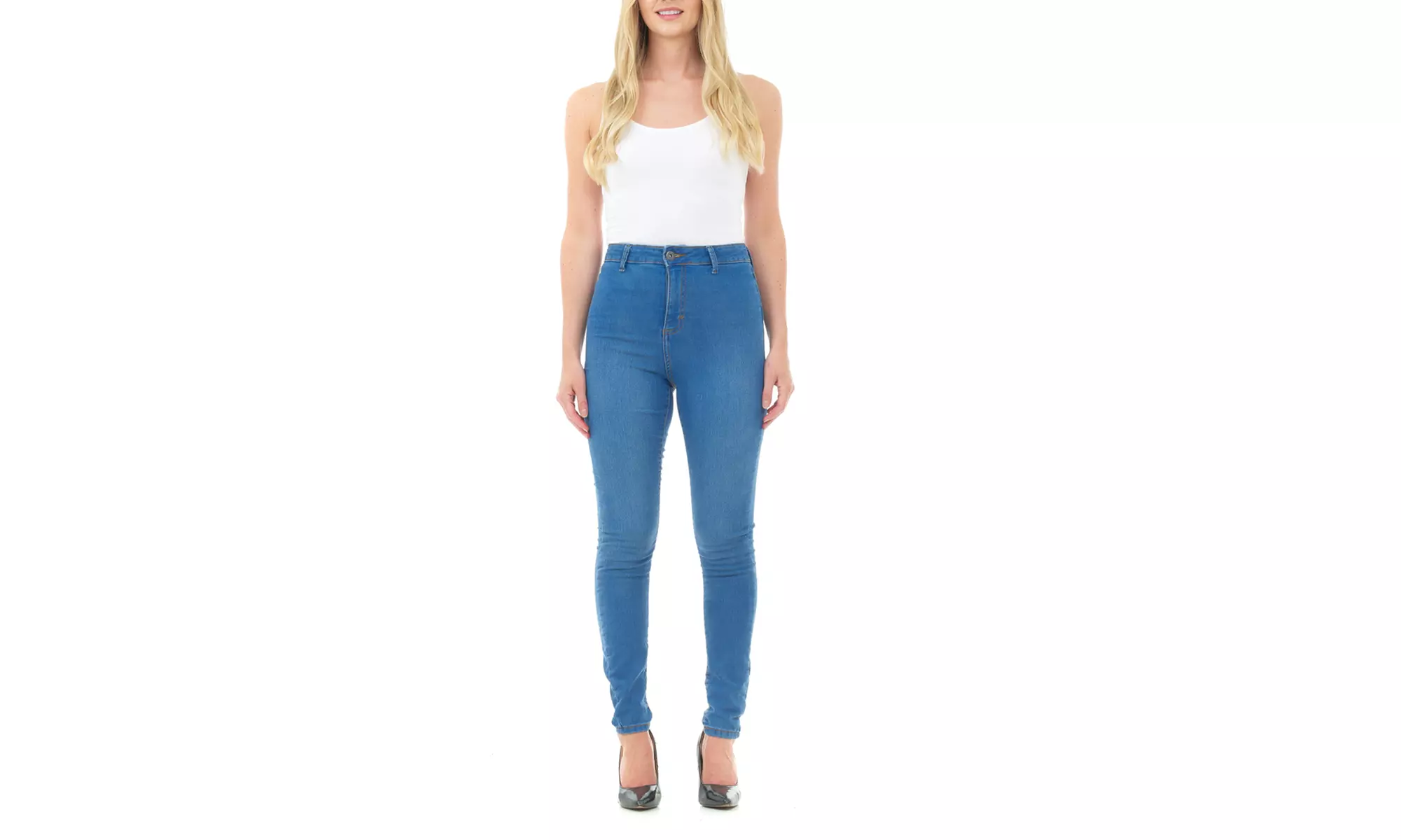 High-Waisted Skinny Fit Denim Jeans