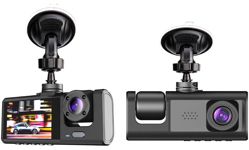 Image 4: Triple Channel Car Dash Cam with 32GB Card, 140-Degree Wide Angle