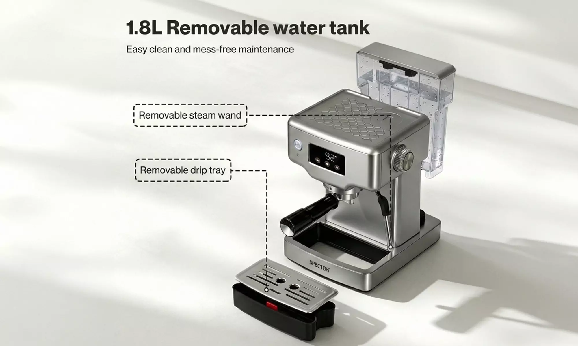 Spector Espresso Machine Series – 20-Bar Coffee Maker with Steam Wand