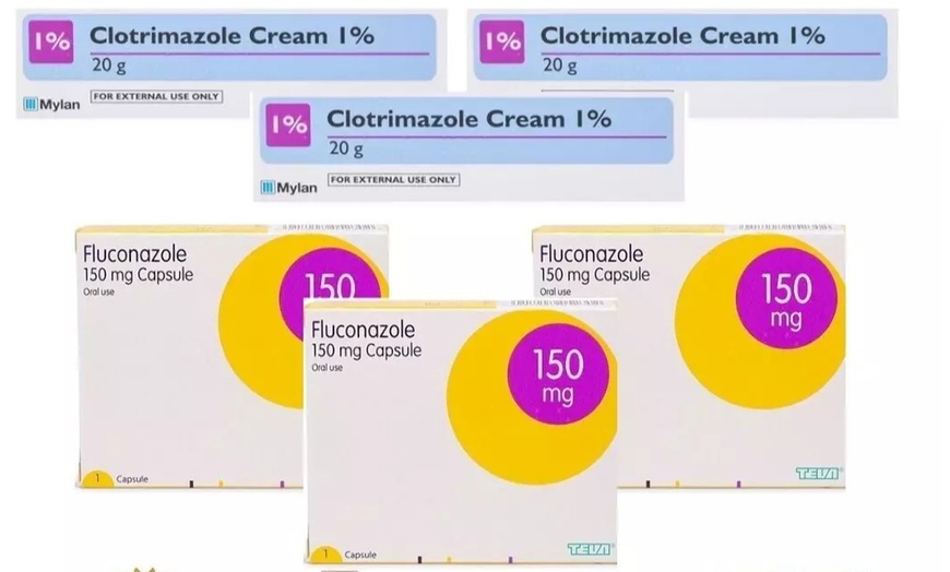 Image 1: Thrush Treatment Combo: Fluconazole Oral Capsule or Clotrimazole Cream