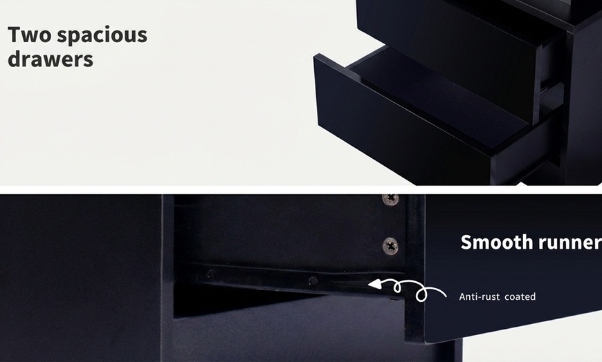 Image 5: Levede LED Bedside Table; Customisable RGB Lighting Options