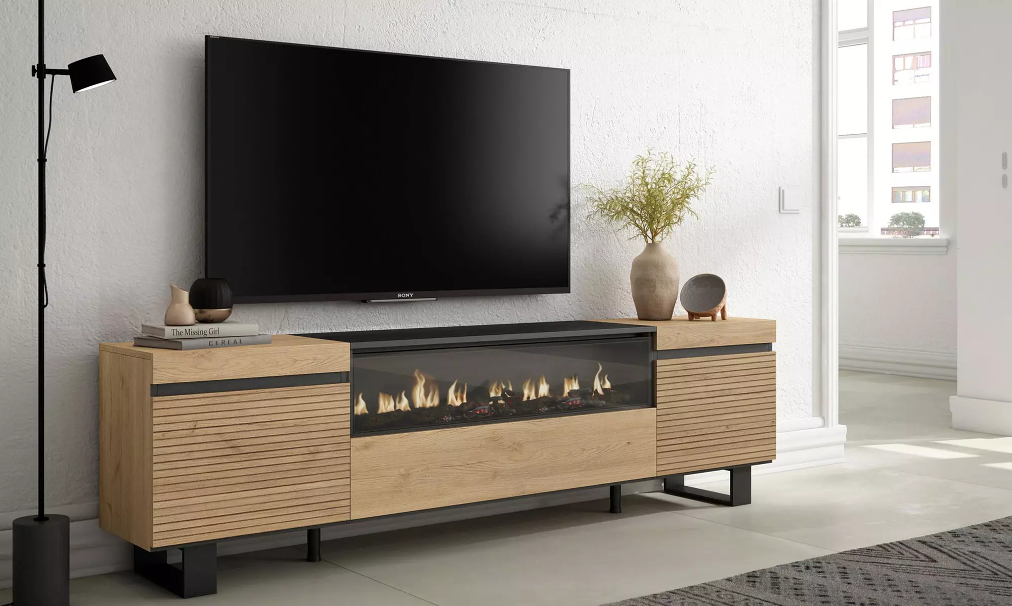 Meuble TV avec ou sans cheminée électrique LED