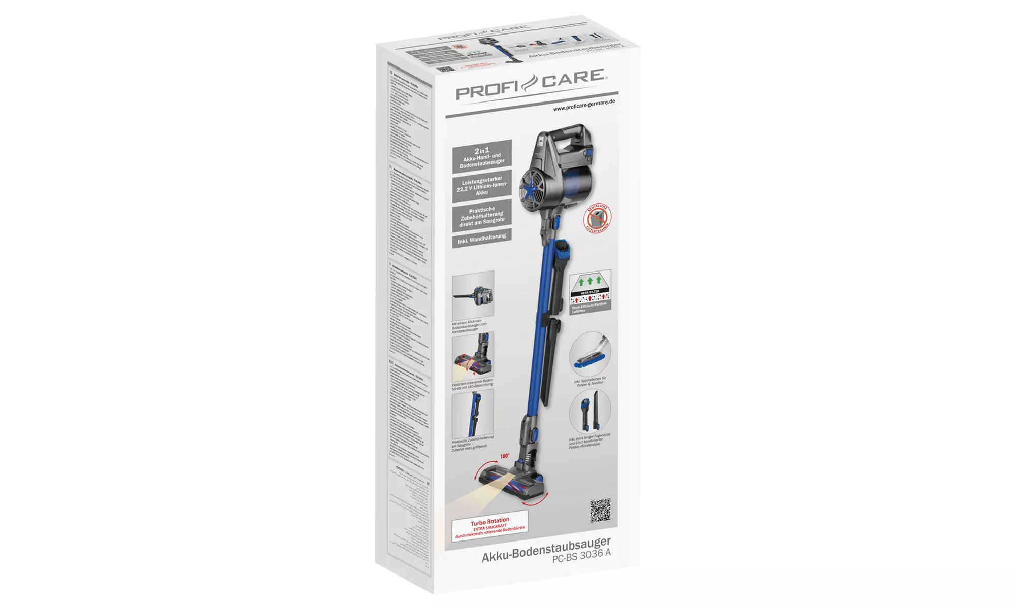 Proficare 2-in-1 Akku-Hand- und Bodenstaubsauger