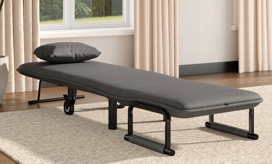 Image 4: Linen Lounge and Sofa Bed with a Pillow