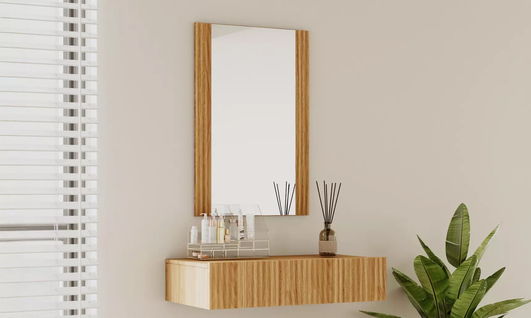 Toletta Velia scanalata con cassetto e specchio